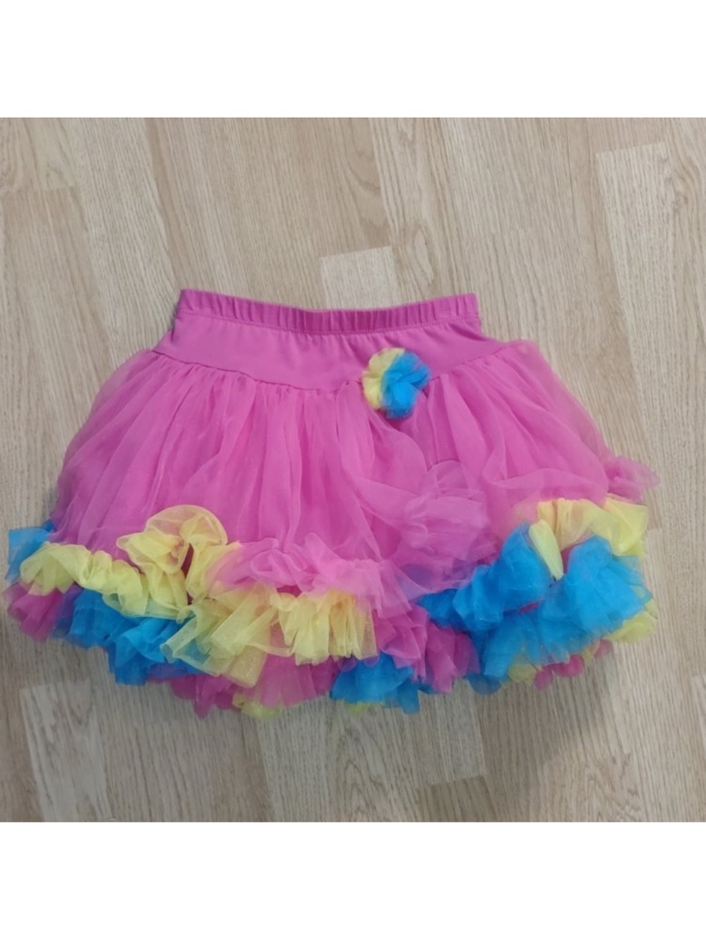 Jona Michelle Girls M 5/6 Pink Rainbow Tutu Skirt Dance Party Costume Dress Up